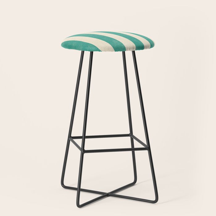 Cabana Stripe - teal and cream Stool Gallery Image 1