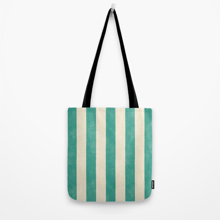 Cabana Stripe - teal and cream Tote Bag Gallery Image 2