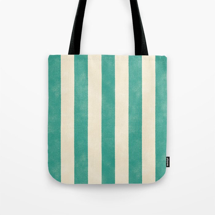 Cabana Stripe - teal and cream Tote Bag Gallery Image 1