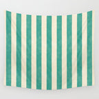 Cabana Stripe - teal and cream Wall Tapestry Gallery Image 4