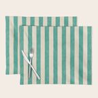 Cabana Stripe - teal and cream Placemat Gallery Image 1