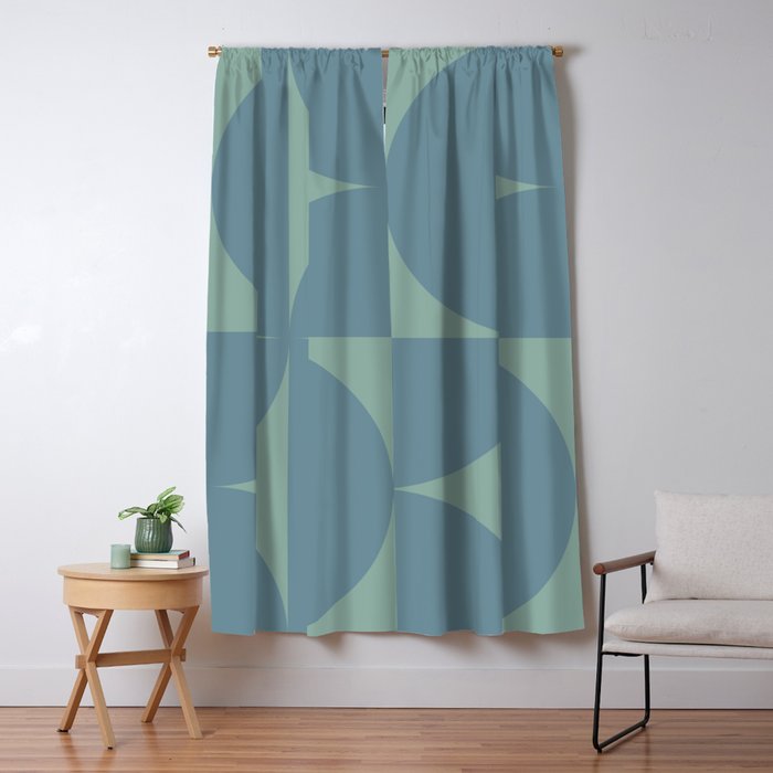Bauhaus Mid Century Modern Geometric V Window Curtain Gallery Image 1