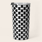 Black and white puzzle piece shape pattern Travel Mug Gallery Image 3