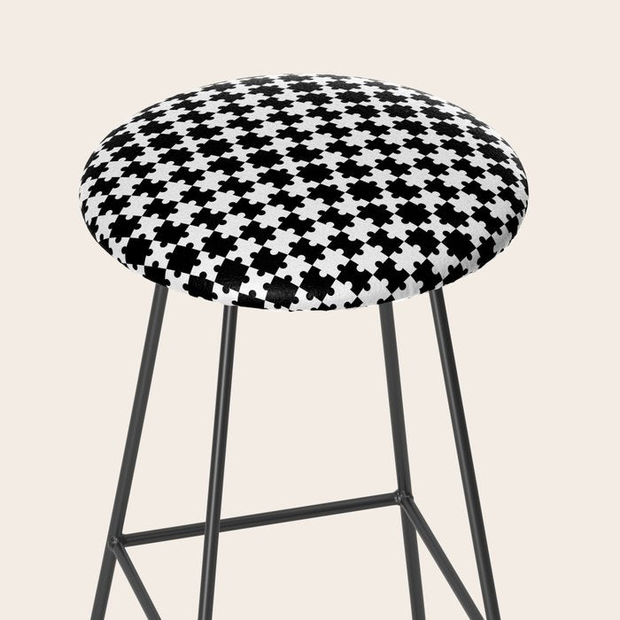 Black and white puzzle piece shape pattern Stool Gallery Image 2
