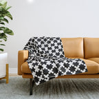 Black and white puzzle piece shape pattern Throw Blanket Gallery Image 1