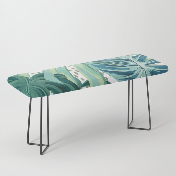 Tropical Palms, Green and Blue, Abstract Bench Gallery Image 1
