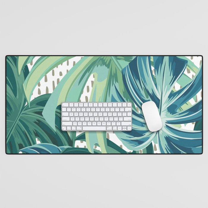 Tropical Palms, Green and Blue, Abstract Desk Mat Gallery Image 1