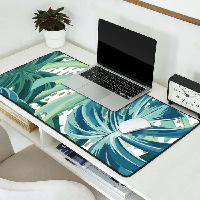 Tropical Palms, Green and Blue, Abstract Desk Mat Gallery Image 2