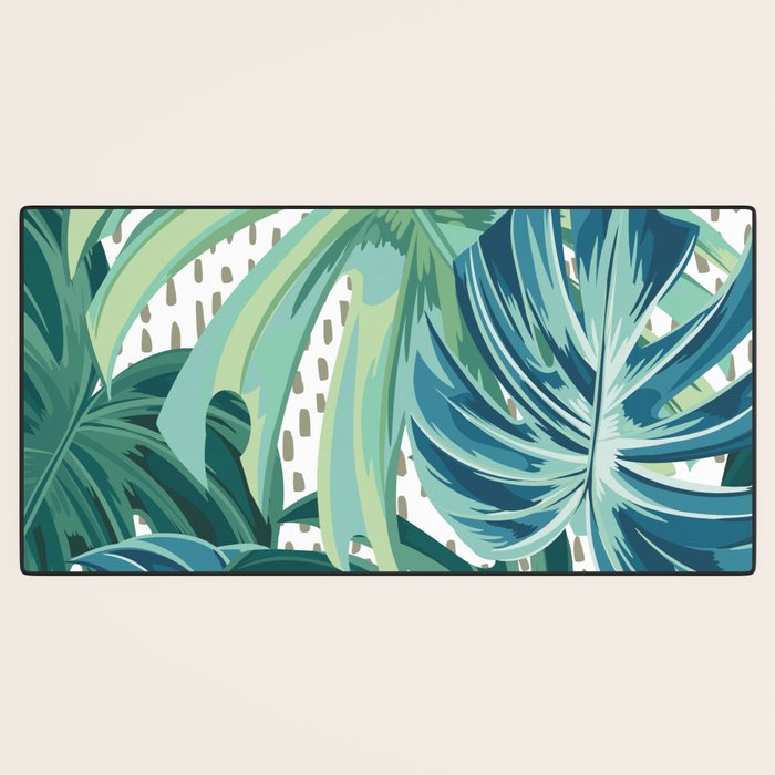 Tropical Palms, Green and Blue, Abstract Desk Mat Gallery Image 3