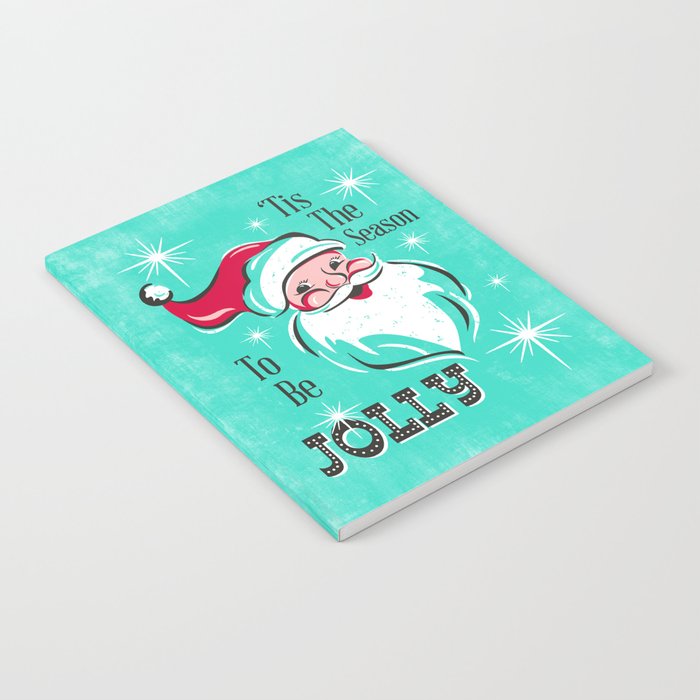 'Tis The Season - Retro Santa Aqua Colorful Notebook Gallery Image 2