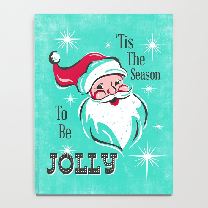 'Tis The Season - Retro Santa Aqua Colorful Notebook Gallery Image 4
