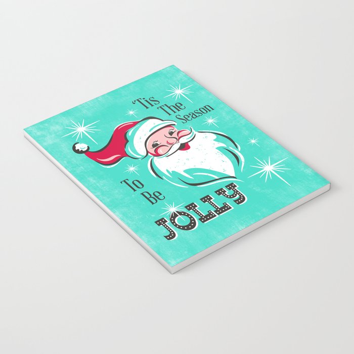 'Tis The Season - Retro Santa Aqua Colorful Notebook Gallery Image 3
