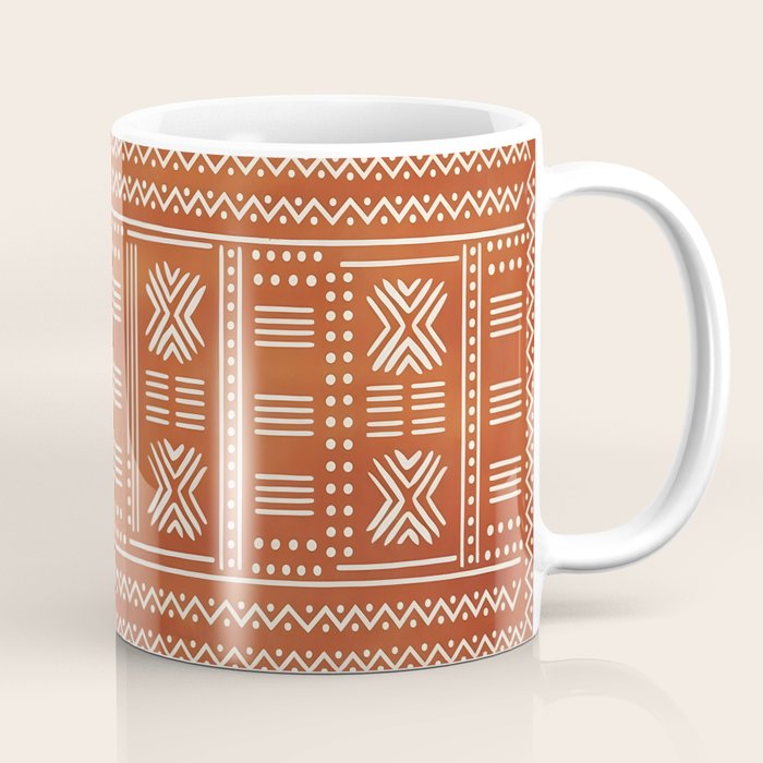 Geometric Tribal Pattern on Terracotta Coffee Mug Gallery Image 1
