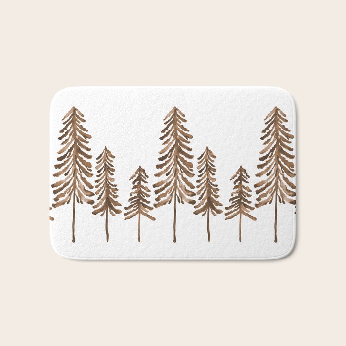 Pine Trees - Sepia Palette Bath Mat Gallery Image 1