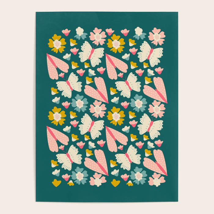Floral Stripe Poster Gallery Image 1