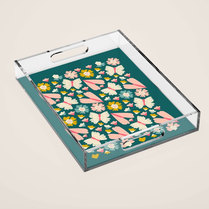Floral Stripe Acrylic Tray Gallery Image 1