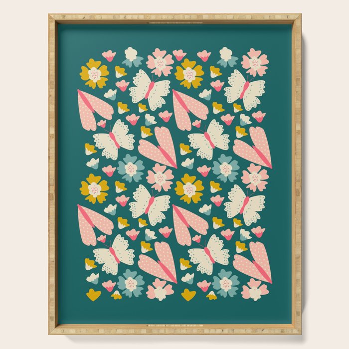 Floral Stripe Serving Tray Gallery Image 1