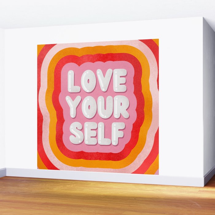 Love Yourself retro type Wall Mural Gallery Image 2