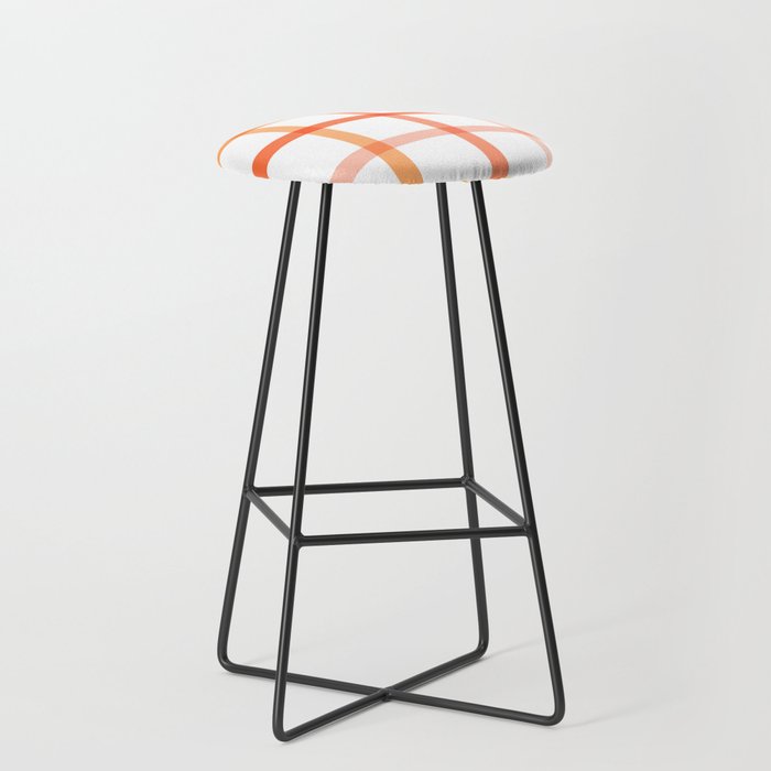 Retro Peachy Pink Summer Check Pattern Stool Gallery Image 1