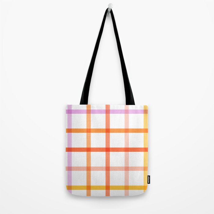 Retro Peachy Pink Summer Check Pattern Tote Bag Gallery Image 2