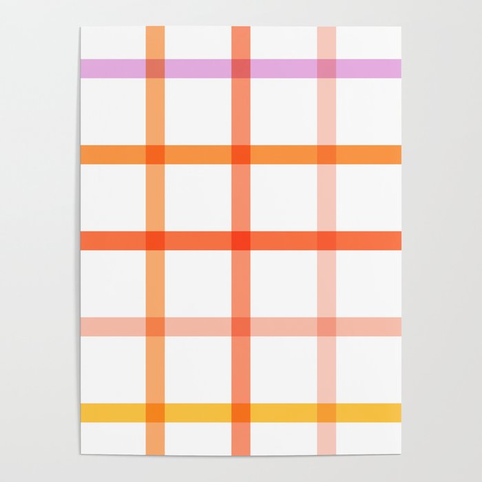 Retro Peachy Pink Summer Check Pattern Poster Gallery Image 4