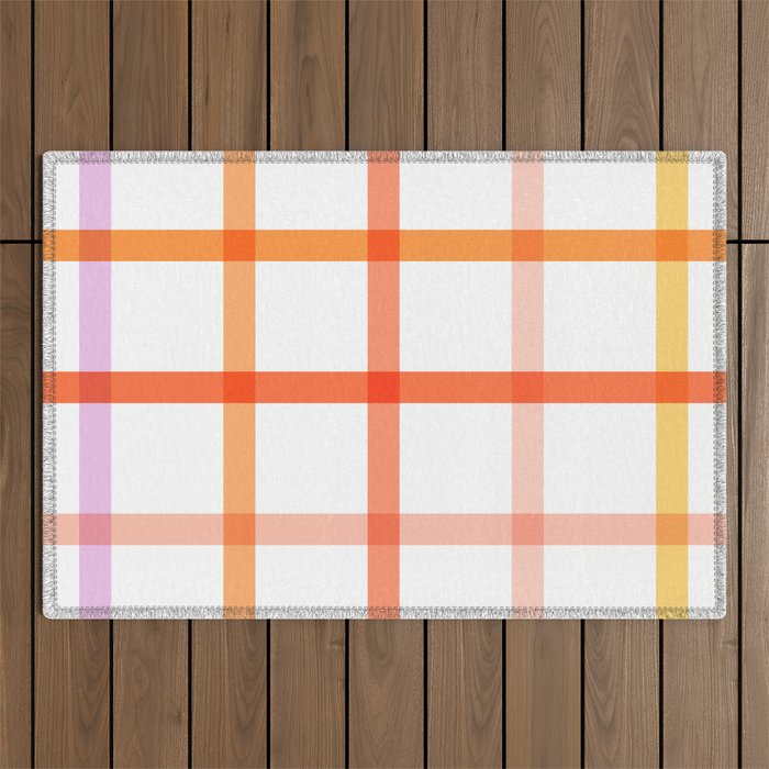 Retro Peachy Pink Summer Check Pattern Outdoor Rug Gallery Image 1