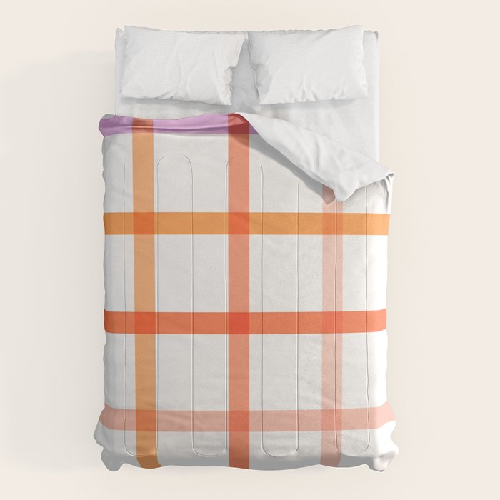 Retro Peachy Pink Summer Check Pattern Comforter Gallery Image 1