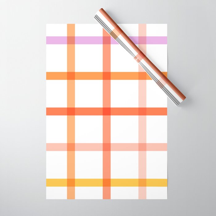Retro Peachy Pink Summer Check Pattern Wrapping Paper Gallery Image 1