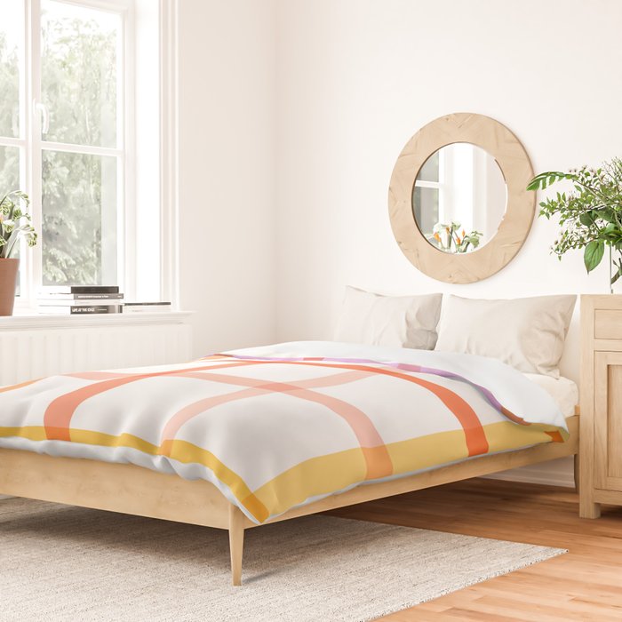 Retro Peachy Pink Summer Check Pattern Duvet Cover Gallery Image 2