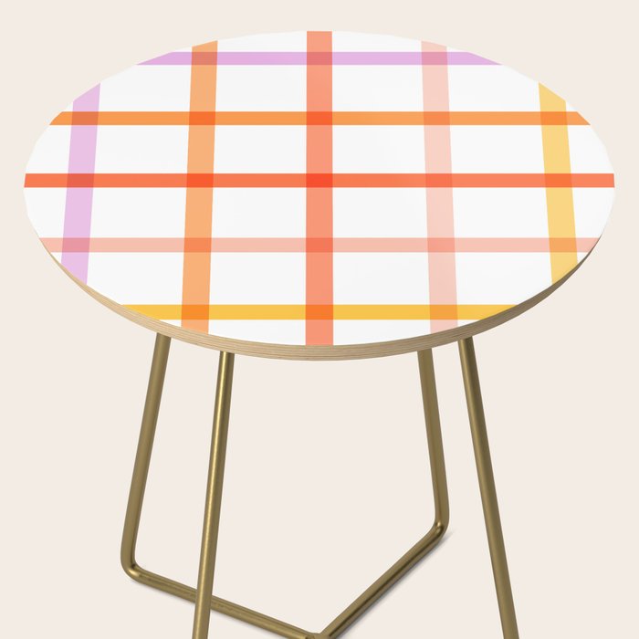 Retro Peachy Pink Summer Check Pattern Side Table Gallery Image 2