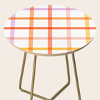 Retro Peachy Pink Summer Check Pattern Side Table Gallery Image 2