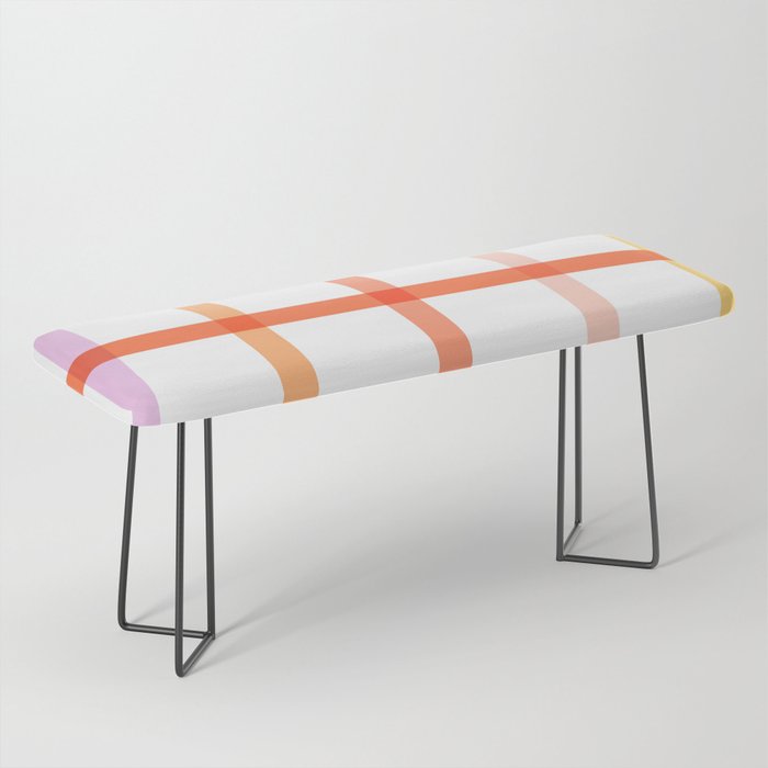 Retro Peachy Pink Summer Check Pattern Bench Gallery Image 1