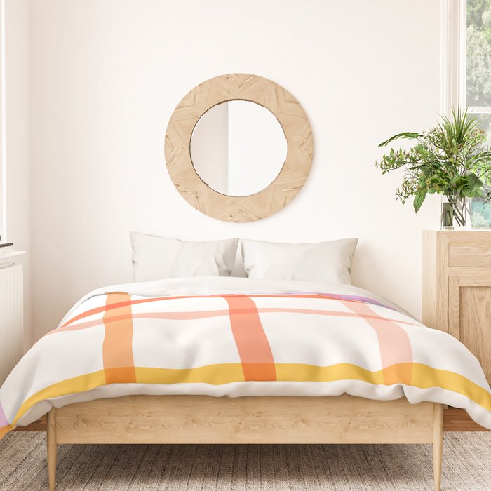 Retro Peachy Pink Summer Check Pattern Duvet Cover Gallery Image 3