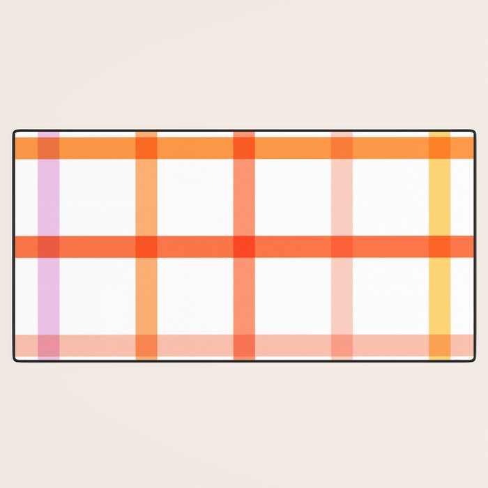 Retro Peachy Pink Summer Check Pattern Desk Mat Gallery Image 3
