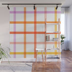 Retro Peachy Pink Summer Check Pattern Wall Mural Gallery Image 1