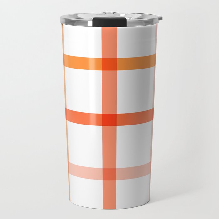 Retro Peachy Pink Summer Check Pattern Travel Mug Gallery Image 1