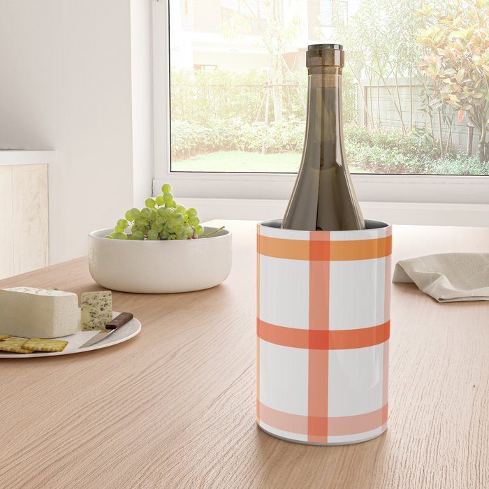 Retro Peachy Pink Summer Check Pattern Wine Chiller Gallery Image 4