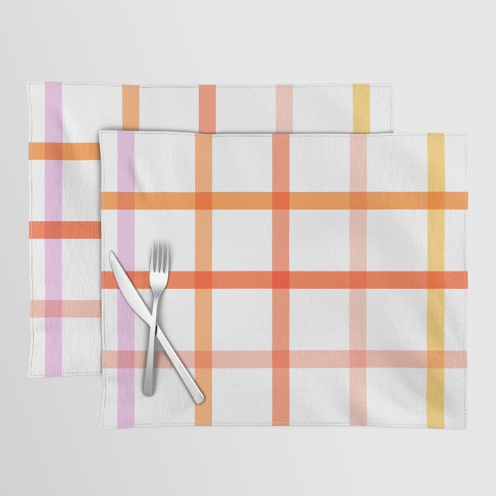 Retro Peachy Pink Summer Check Pattern Placemat Gallery Image 1