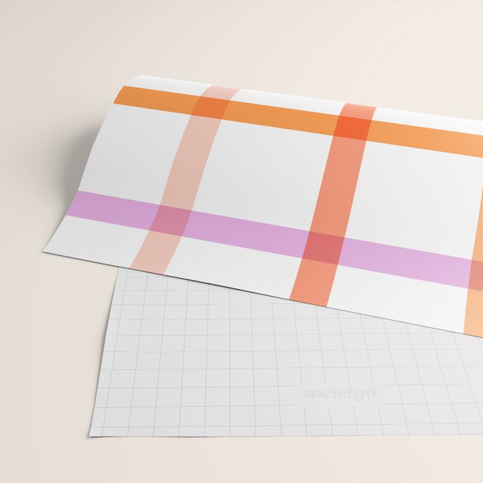 Retro Peachy Pink Summer Check Pattern Wrapping Paper Gallery Image 2
