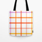 Retro Peachy Pink Summer Check Pattern Tote Bag Gallery Image 1
