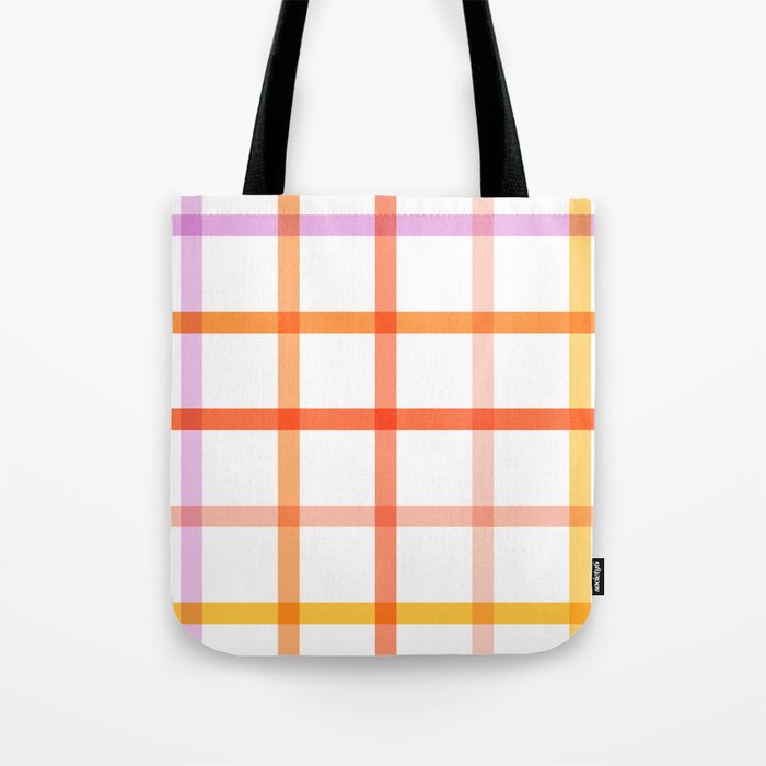 Retro Peachy Pink Summer Check Pattern Tote Bag Gallery Image 1