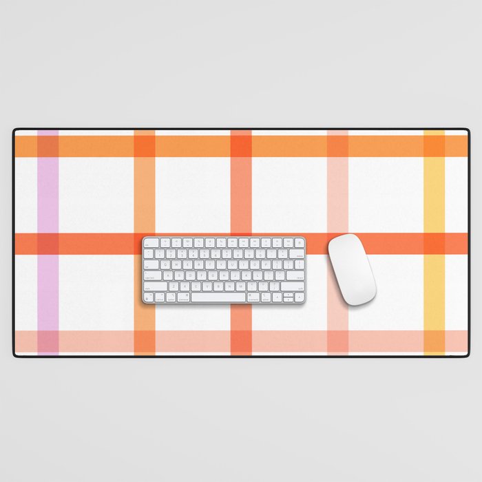 Retro Peachy Pink Summer Check Pattern Desk Mat Gallery Image 1