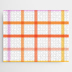 Retro Peachy Pink Summer Check Pattern Jigsaw Puzzle Gallery Image 1