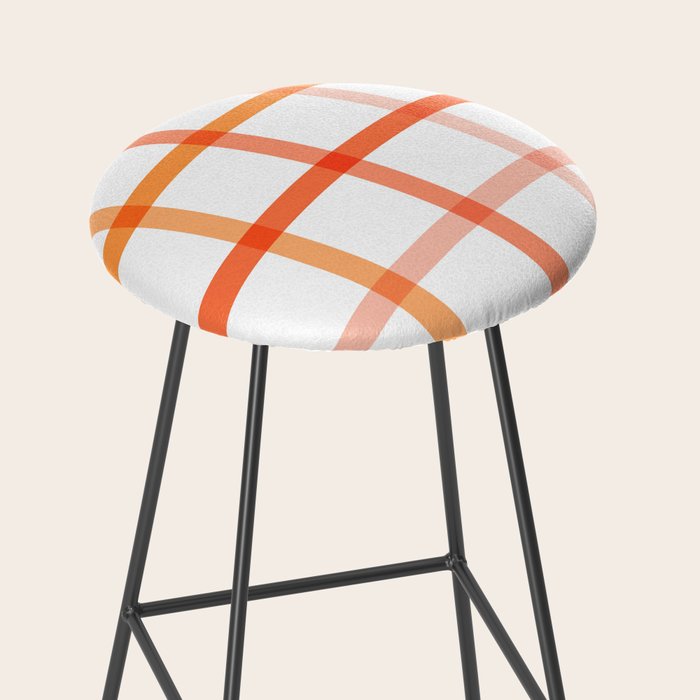 Retro Peachy Pink Summer Check Pattern Stool Gallery Image 2