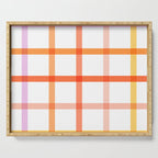Retro Peachy Pink Summer Check Pattern Serving Tray Gallery Image 1