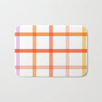 Retro Peachy Pink Summer Check Pattern Bath Mat Gallery Image 1