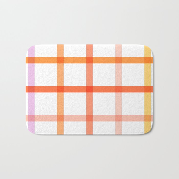 Retro Peachy Pink Summer Check Pattern Bath Mat Gallery Image 1