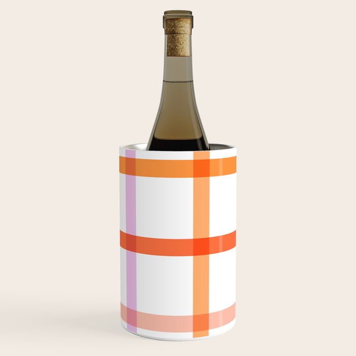 Retro Peachy Pink Summer Check Pattern Wine Chiller Gallery Image 2