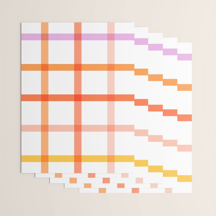 Retro Peachy Pink Summer Check Pattern Wrapping Paper Gallery Image 3