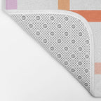 Retro Peachy Pink Summer Check Pattern Bath Mat Gallery Image 2